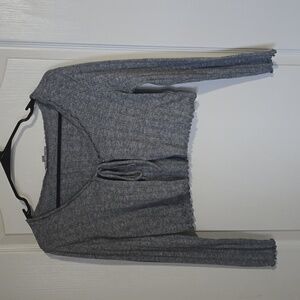 Gray Ribbed Knit Women's Top